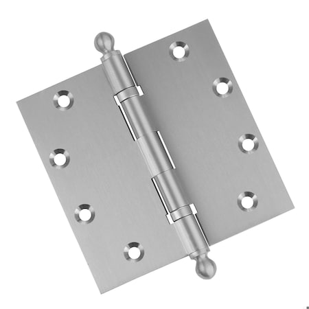 Embassy 5 x 5 Solid Brass Ball Bearing Hinge, Satin Nickel Finish Ball Tips 5050BBUS15B-1